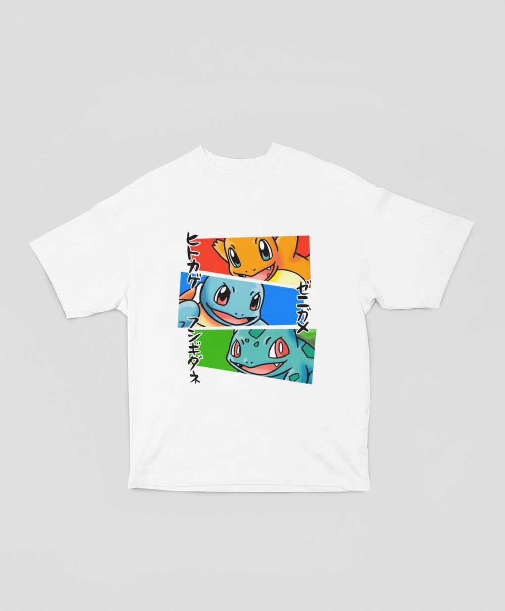 Camiseta - Pokémon Iniciales Blanca