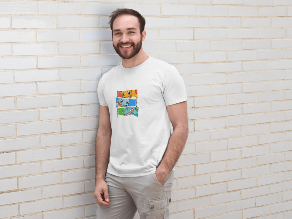 Camiseta - Pokémon Iniciales Blanca